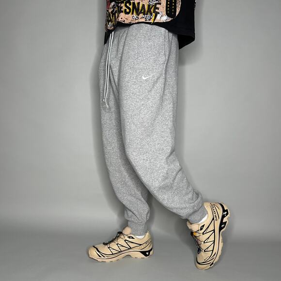 Nike Sweatpants Grey Cotton Joggers White Swoosh